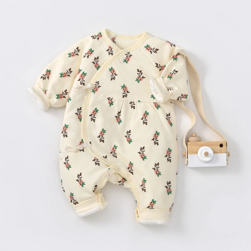 New Cotton Clip Baby Autumn and Winter One Piece Suit Newborn Class a Pure Cotton Pajamas Crawling Suit Baby Product